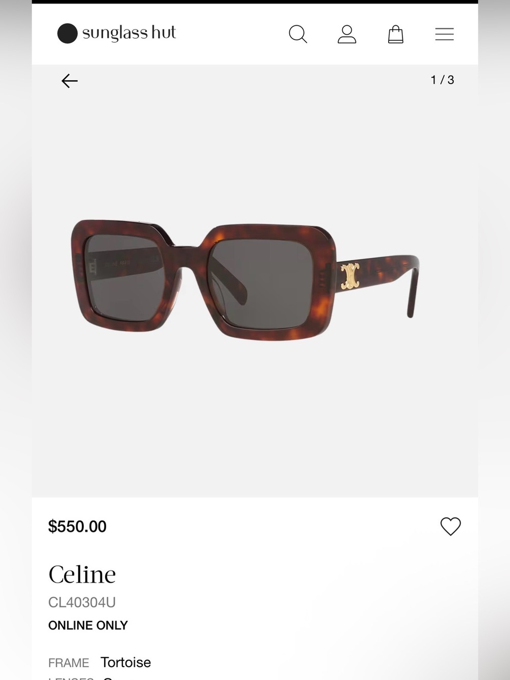 Celine Tortoise Square Sunglasses with Gold Logo